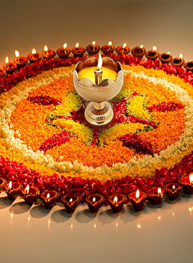 روليمولي مصباح زيتي مصنوع يدويًا من النحاس الخالص من روليمولي، مناسب للطقوس الدينية، مناسب للمكتب والمنزل (ارتفاع 4 سم). - Image 2